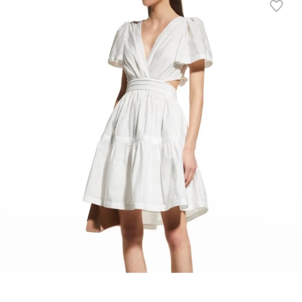 Cing A Sept White
Judith Tiered
Wraparound Minidress,
Size